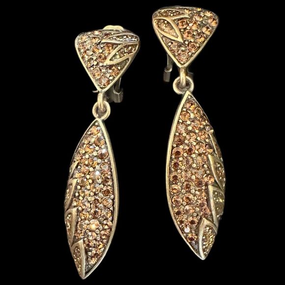 Bijoux Designs Orange Crystal Bling Statement Clip On Earrings - Picture 1 of 4